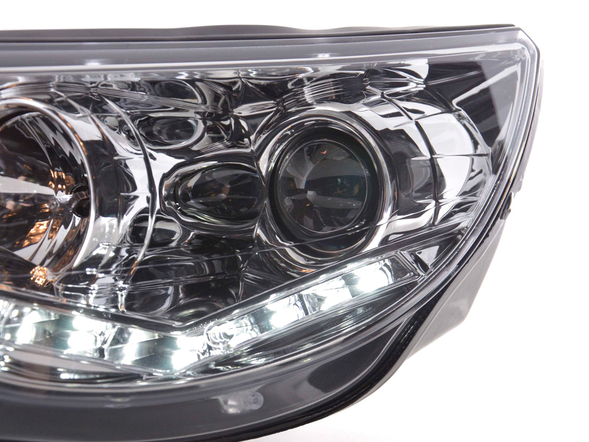 Scheinwerfer Set Daylight LED Tagfahrlicht VW Tiguan 07-11 chrom Scheinwerfer Set Daylight LED Tagfahrlicht VW Tiguan 07-11 chrom